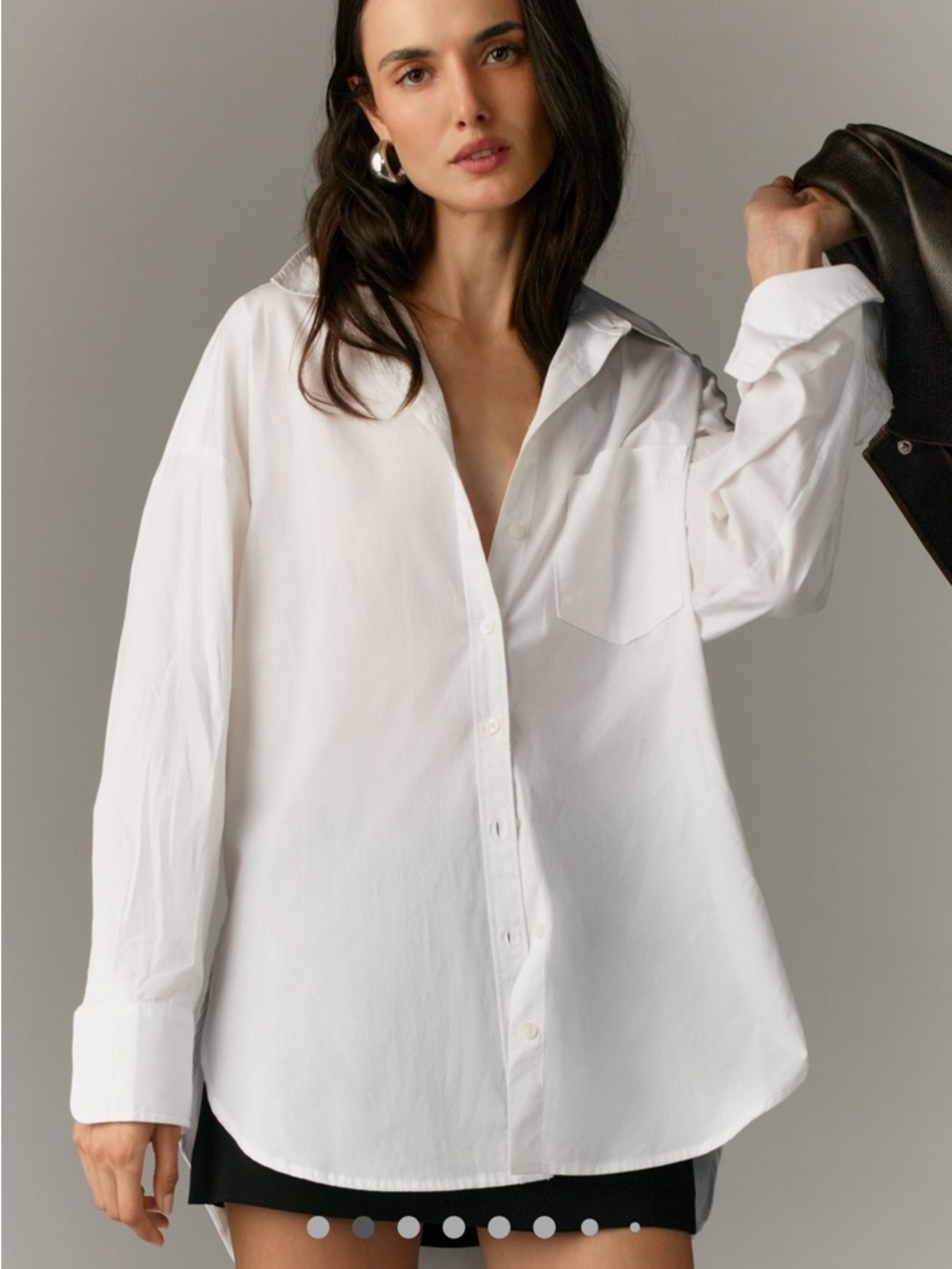Anthropologie Maeve the Bennett White Button-Up Shirt Button Down Oversized